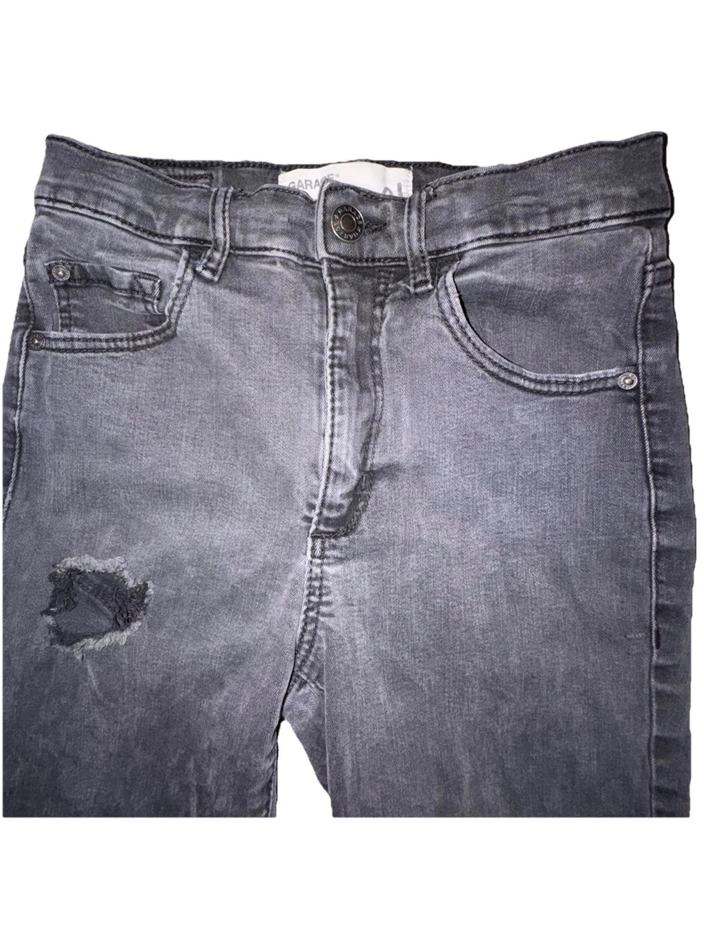 Garage Distressed Grey Skinny Women's Jeans Sz 01 - Picture 2 of 12